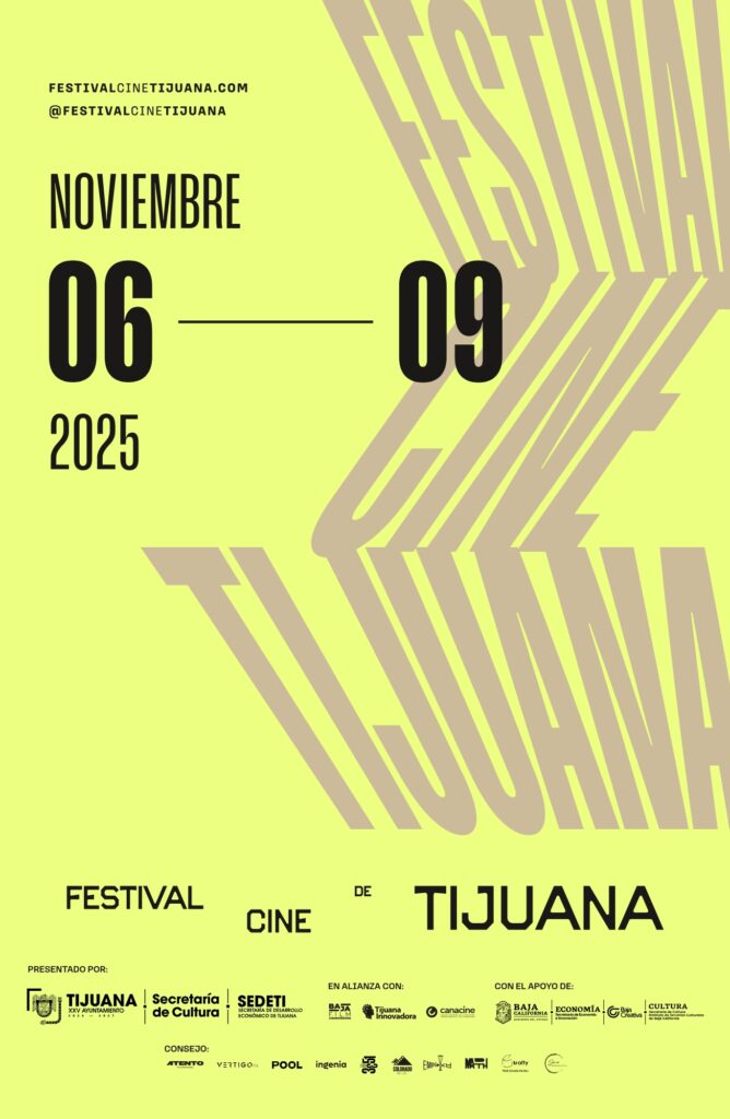 Póster oficial del Festival de Cine de Tijuana 2025, indicando fechas del 6 al 9 de noviembre.
