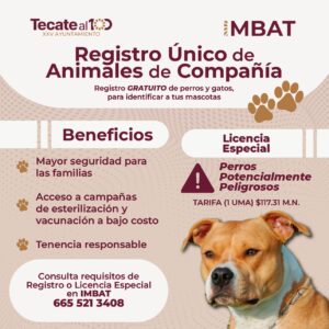 GOBIERNO DE TECATE IMPULSA EL REGISTRO GRATUITO DE MASCOTAS Y LA REGULACIÓN PARA CANINOS POTENCIALMENTE PELIGROSOS
